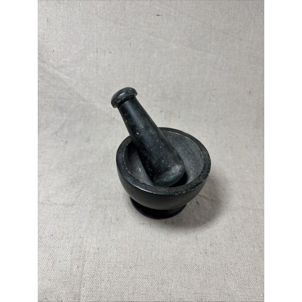 Mortar And Pestle Made In India Spice Grinding Kitchen Tool Small Heavy Black ￼